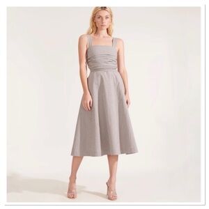 Veronica Beard Positano Gingham Midi Dress Blue Ivory Size 8